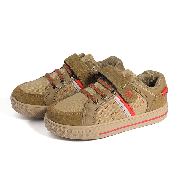 Kids Lightweight Fashion Sneakers - KHAKI BEIGE RED - 5